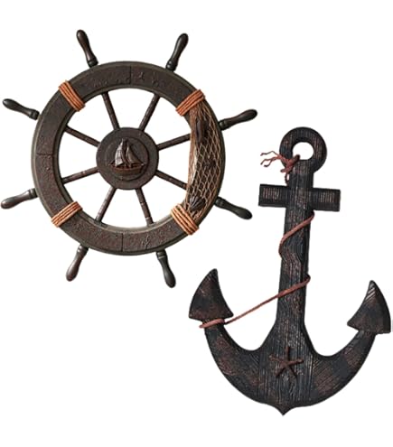 Amazon.co.jp: 舵輪 船 舵輪 ボート 舵輪 海賊船 船舵 船舶 装飾 木製